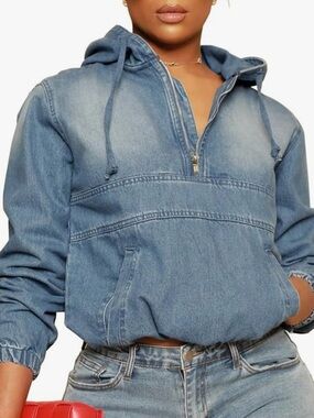Denim Hooded Pullover